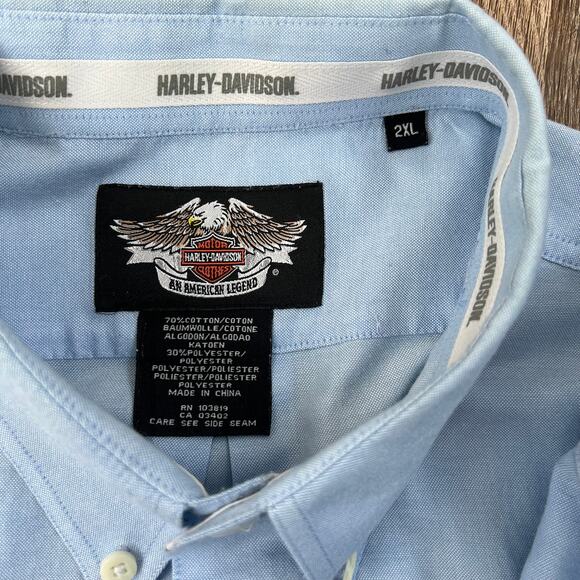 Harley Davidson Y2K Vintage Blue Button Up Shirt - Picture 7 of 10